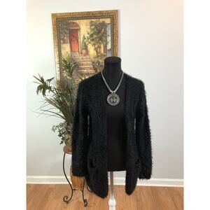 Justice Women’s 14 Open Front Long Sleeve Cozy Comfy Cardigan Avant Garde Black
